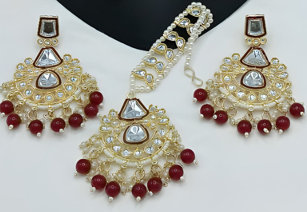 Jewel City Kundan Choker Set with Pearl Tassels - Premium Glass Cut Stone Wedding Collection | Grocsy