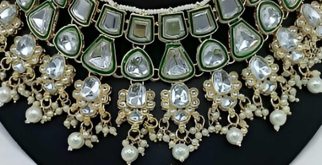 Jewel City Kundan Choker Set with Pearl Tassels - Premium Glass Cut Stone Wedding Collection | Grocsy
