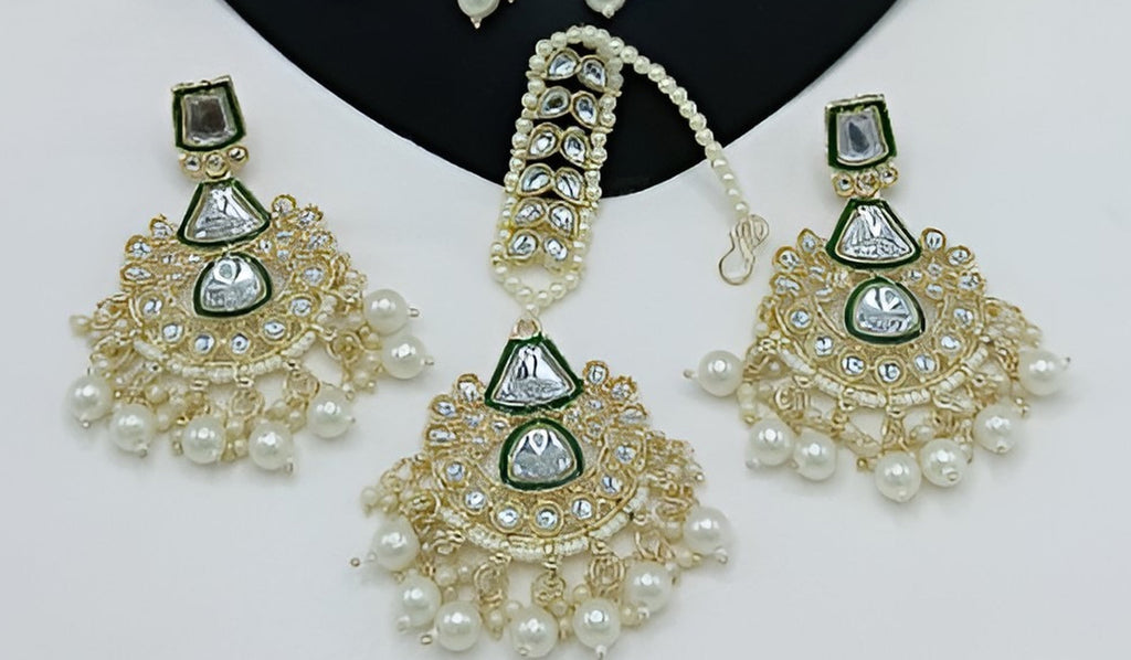 Jewel City Kundan Choker Set with Pearl Tassels - Premium Glass Cut Stone Wedding Collection | Grocsy