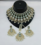 Jewel City Kundan Choker Set with Pearl Tassels - Premium Glass Cut Stone Wedding Collection | Grocsy
