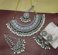 Jewel City Kundan Choker Necklace Set with Tikka, Earrings & Passa - Handcrafted Traditional Wedding Jewelry Collection | Grocsy