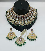 Jewel City Kundan Choker Set with Pearl Tassels - Premium Glass Cut Stone Wedding Collection | Grocsy