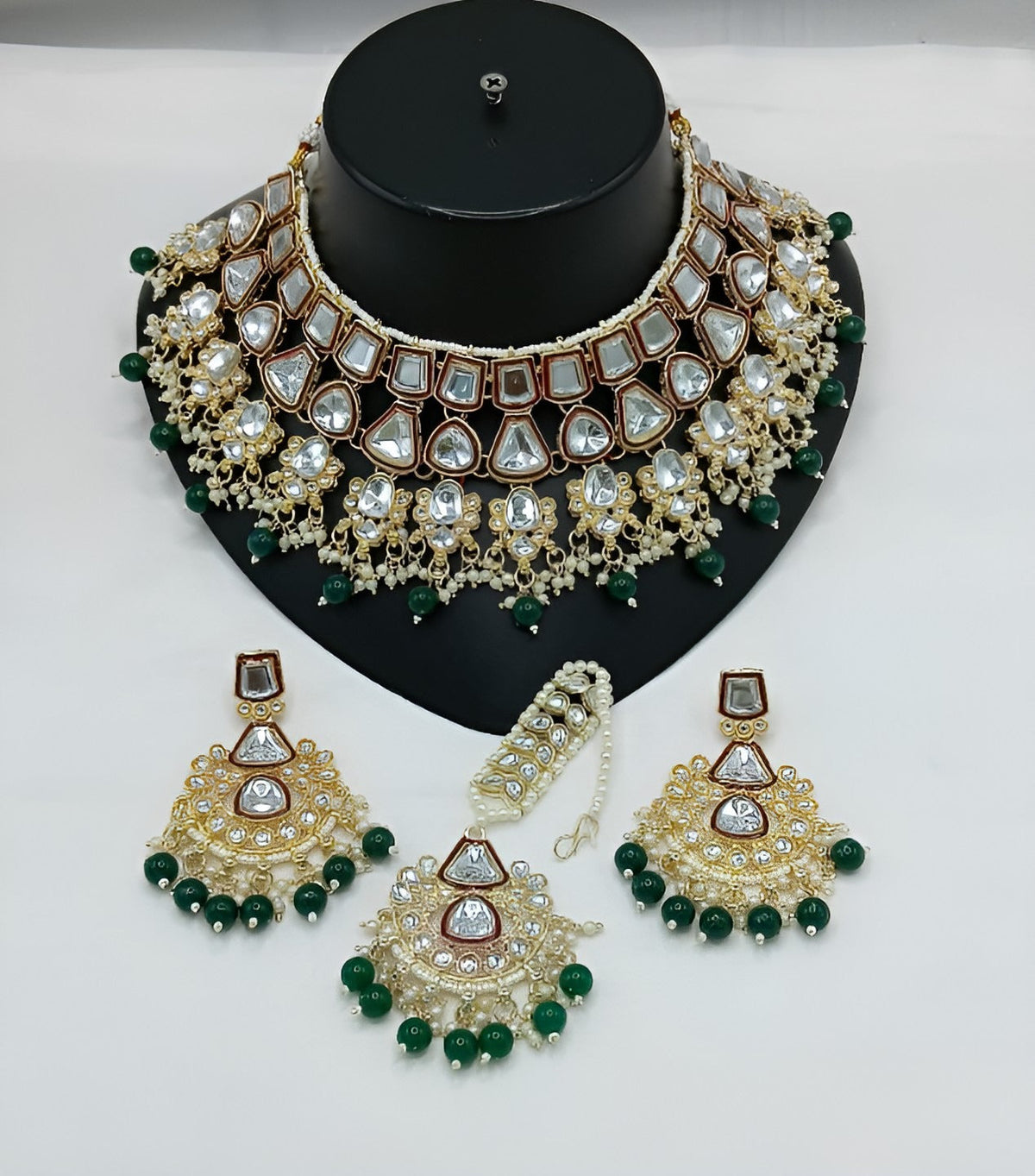 Jewel City Kundan Choker Set with Pearl Tassels - Premium Glass Cut Stone Wedding Collection | Grocsy