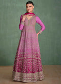Vastranavya Pink Georgette Seroski Diamond Embroidered Sequins A Line Stunning Anarkali Suit | Grocsy