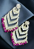 Jewel City Elegant Layered Kundan Pearl Earrings - Handcrafted Multi-Tier Chandbali Jhumkas - Bridal Wedding Statement Jewelry | Grocsy