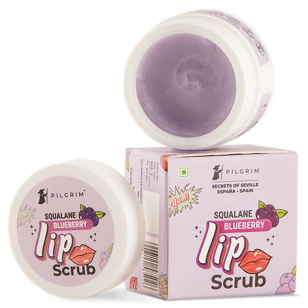 Pilgrim Spanish Lip Scrub (Blueberry) For Dark Lips, Gentle Exfoliation, Hydrated, Smooth & Soft Lips | Grocsy