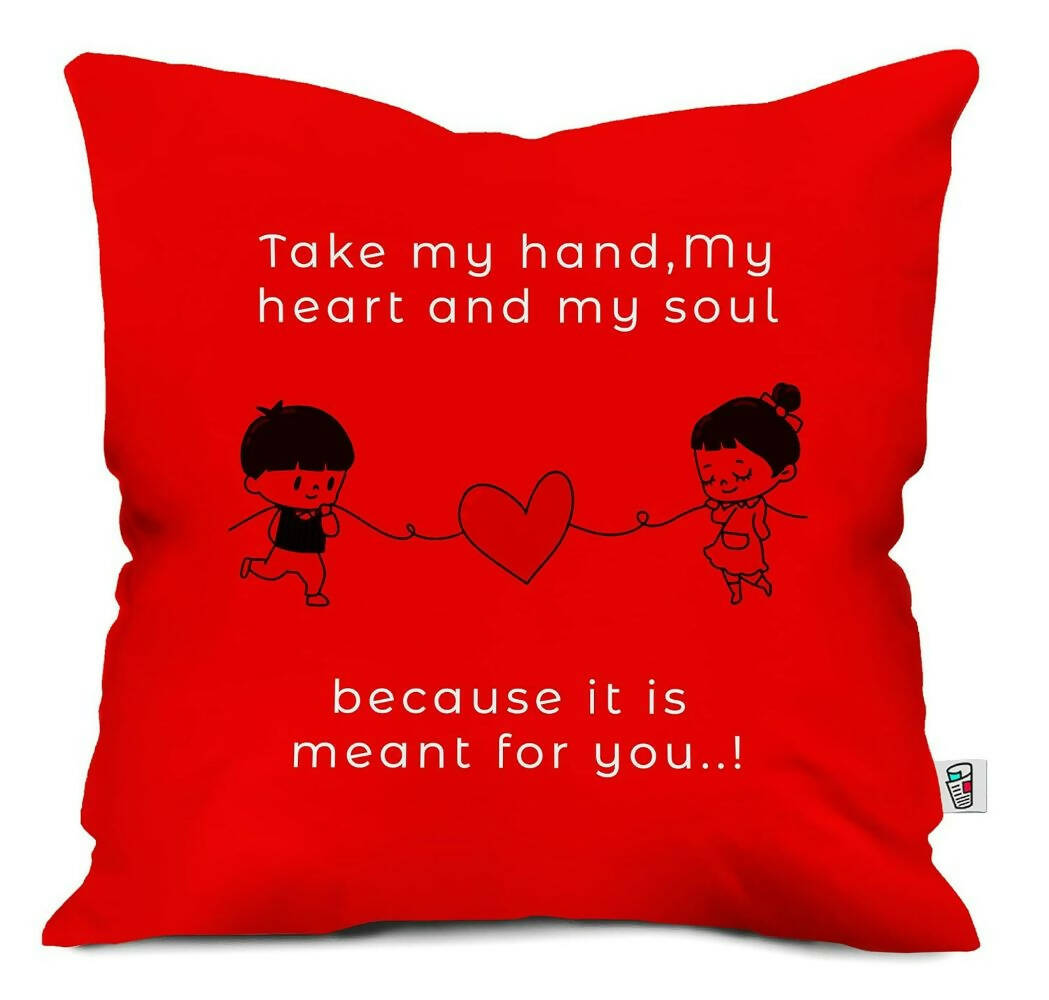 Paperholic Creations Take My Heart Printed Valentine Printed Cushion Cover | Grocsy