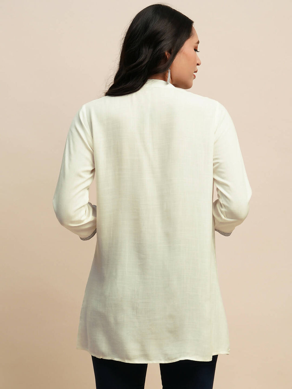 White Rayon Embroidered Top - Tarini | Grocsy