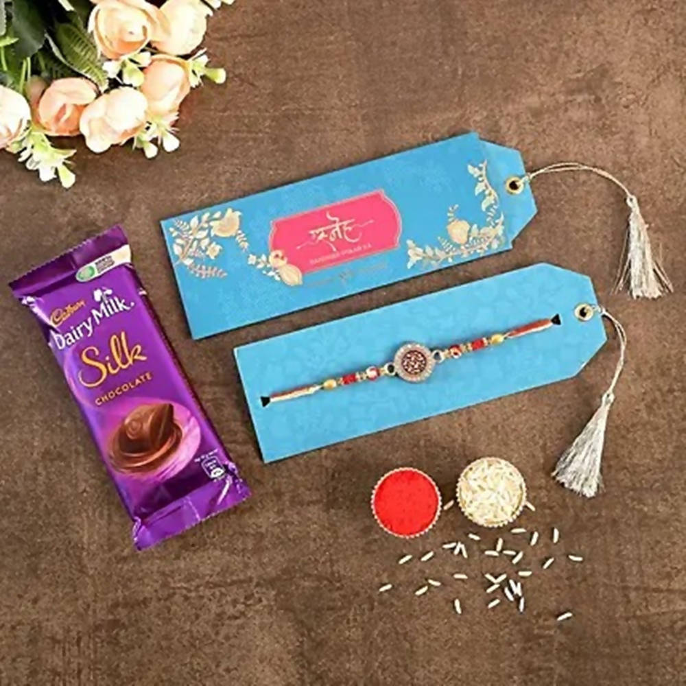 Meenakari Work Rakhi & Silk Chocolate | Grocsy