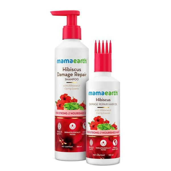 Mamaearth Hibiscus Damage Repair Cleanse & Nourish Hair Combo | Grocsy