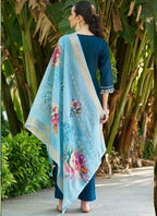 Vegaa Fashion Royal Blue Viscose Rayon Embroidered Salwar Suit | Grocsy