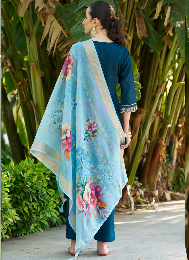 Vegaa Fashion Royal Blue Viscose Rayon Embroidered Salwar Suit | Grocsy