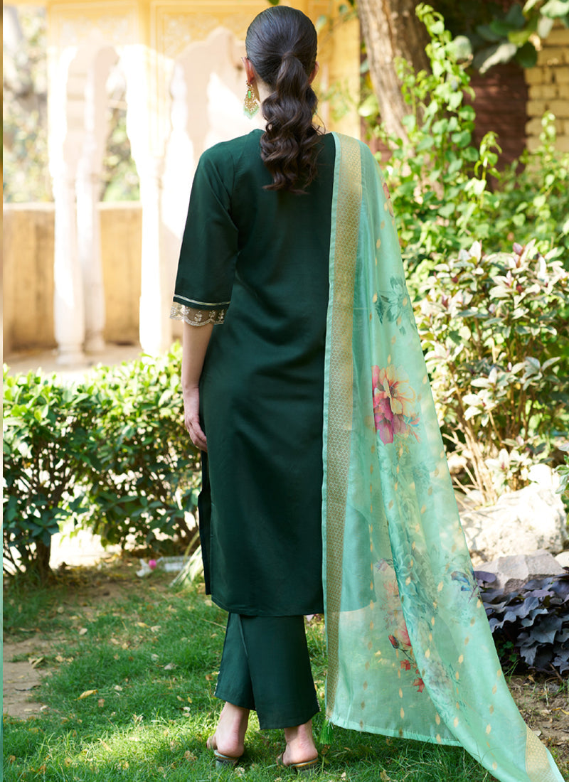 Vegaa Fashion Green Viscose Rayon Embroidered Salwar Suit | Grocsy