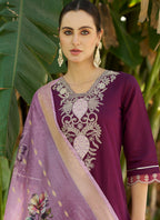 Vegaa Fashion Wine Viscose Rayon Embroidered Salwar Suit | Grocsy