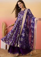 Vegaa Fashion Violet Roman Silk Embroidered Palazzo Suit | Grocsy