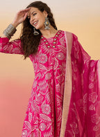 Vegaa Fashion Rani Pink Roman Silk Embroidered Palazzo Suit | Grocsy