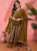 Vegaa Fashion Mustard Roman Silk Embroidered Palazzo Suit | Grocsy