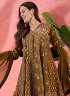 Vegaa Fashion Mustard Roman Silk Embroidered Palazzo Suit | Grocsy
