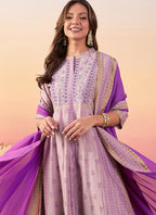 Vegaa Fashion Baby Pink Roman Silk Embroidered Palazzo Suit | Grocsy