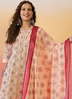 Vegaa Fashion Cream Roman Silk Embroidered Palazzo Suit | Grocsy