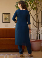 Vegaa Fashion Navy Blue Viscose Silk Beads Work Desginer Suit | Grocsy