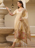 Vegaa Fashion Cream Viscose Silk Beads Work Desginer Suit | Grocsy