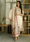 Vegaa Fashion Cream Viscose Silk Beads Work Desginer Suit | Grocsy