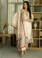 Vegaa Fashion Cream Viscose Silk Beads Work Desginer Suit | Grocsy
