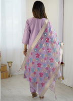 Vegaa Fashion Lavender Viscose Silk Beads Work Desginer Suit | Grocsy