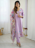 Vegaa Fashion Lavender Viscose Silk Beads Work Desginer Suit | Grocsy
