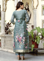 Vegaa Fashion Light Grey Viscose Silk Beads Work Desginer Suit | Grocsy