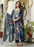 Vegaa Fashion Grey Viscose Silk Beads Work Desginer Suit | Grocsy
