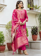 Vegaa Fashion Pink Viscose Silk Beads Work Desginer Suit | Grocsy