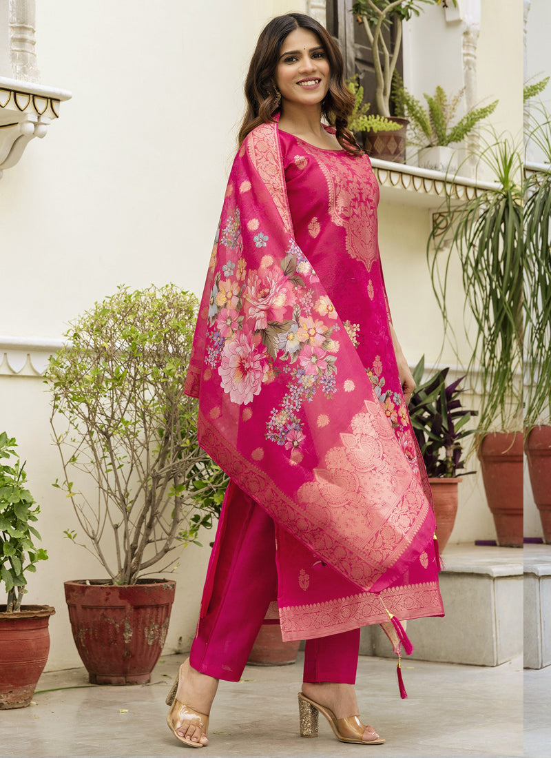 Vegaa Fashion Pink Viscose Silk Beads Work Desginer Suit | Grocsy
