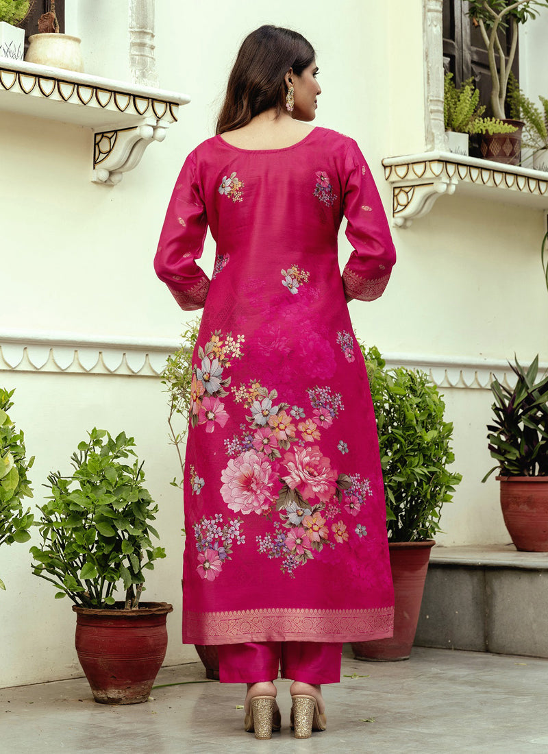 Vegaa Fashion Pink Viscose Silk Beads Work Desginer Suit | Grocsy