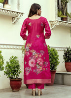Vegaa Fashion Pink Viscose Silk Beads Work Desginer Suit | Grocsy