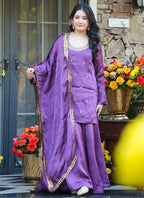 Vegaa Fashion Purple Embroidered Fendi Silk Salwar Suit | Grocsy