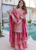 Vegaa Fashion Light-Pink Embroidered Fendi Silk Salwar Suit | Grocsy