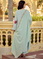 Vegaa Fashion Sea-Green Embroidered Chanderi Anarkali Suit | Grocsy