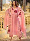 Vegaa Fashion Peach Embroidered Chanderi Anarkali Suit | Grocsy