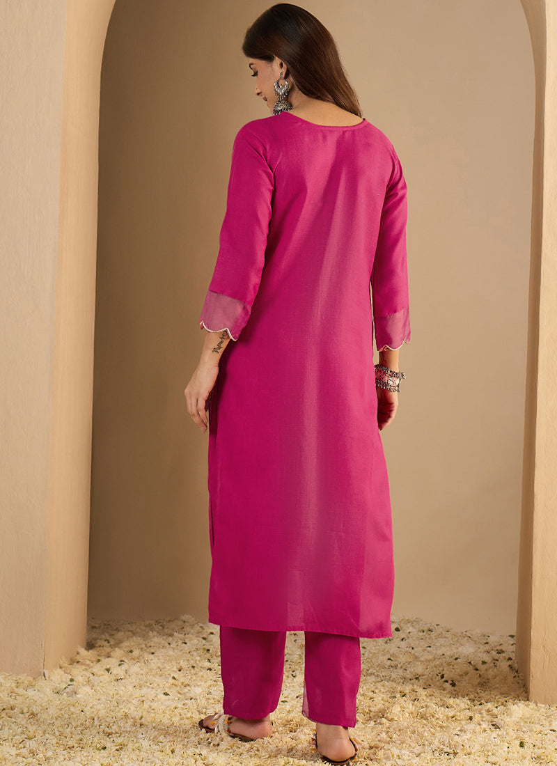 Vegaa Fashion Pink Embroidered Cotton Silk Kurti Suit | Grocsy