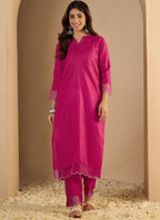 Vegaa Fashion Pink Embroidered Cotton Silk Kurti Suit | Grocsy