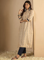 Vegaa Fashion Cream Embroidered Woven Silk Kurti Suit | Grocsy