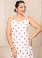 Vegaa Fashion Off-White Embroidered Woven Silk Kurti Suit | Grocsy
