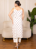 Vegaa Fashion Off-White Embroidered Woven Silk Kurti Suit | Grocsy