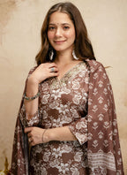 Vegaa Fashion Brown Printed Megic Cotton Salwar Suit | Grocsy