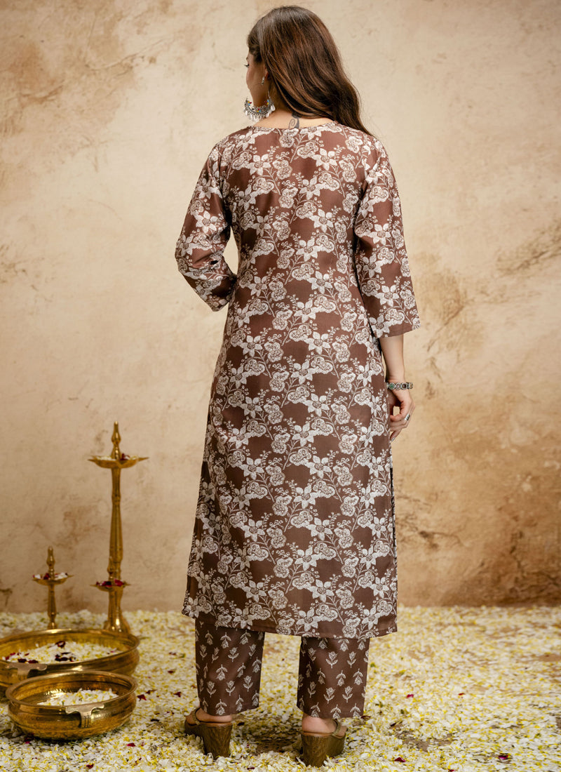 Vegaa Fashion Brown Printed Megic Cotton Salwar Suit | Grocsy