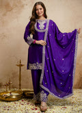 Vegaa Fashion Purple Embroidered Chanderi Salwar Suit | Grocsy