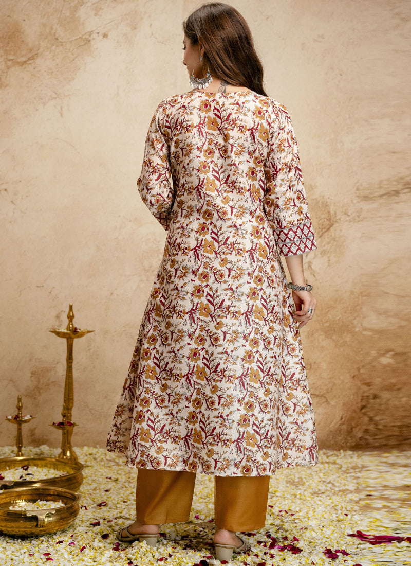 Vegaa Fashion Off-White Printed Megic Cotton Salwar Suit | Grocsy