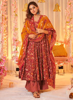 Vegaa Fashion Red Muslin Printed Designer Palazzo Suit | Grocsy